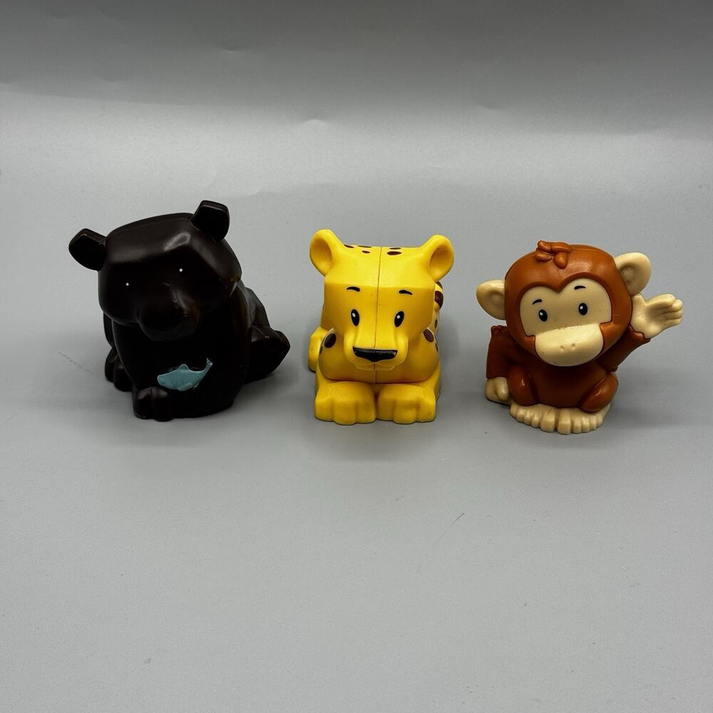 Little People Big ABC Animal Train Figures Lot Of 3 Bear Monkey Cheetah